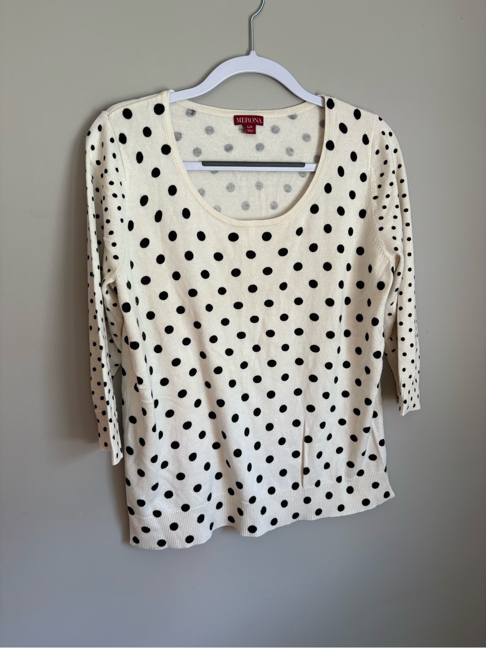 Merona Cream and Black Polka Dot Scoop Neck Top